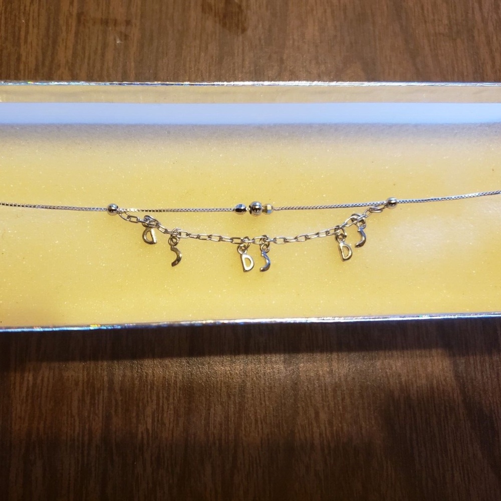 Alphabet Cute Diva Women Anklet Ankle Bracelet Foot Jewelry Silver tone NWT